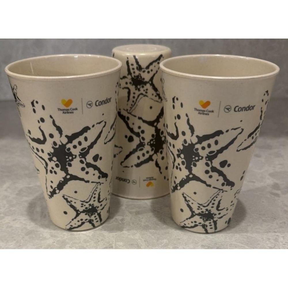 Thomas Cook Airlines Condor Starfish Plastic Cups Set of 3 Aviation Collectible